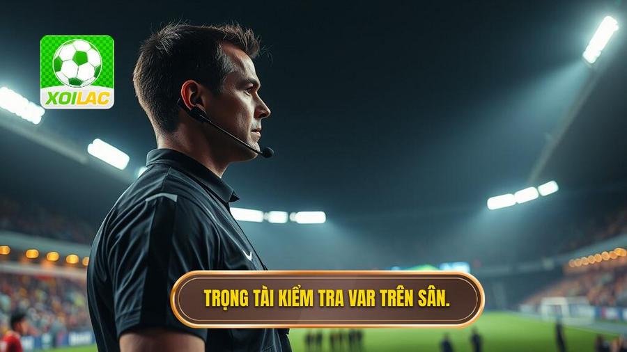 2. Trọng tài kiểm tra VAR trên sân.